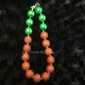 Pumpkin Sparkle Chunky Bead Necklace HAND CRAFTED